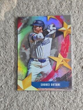 Topps Shohei Ohtani Card with Gold Stars and Multicolor Swirl